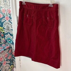Gap Retro Red Corduroy Knee Length Pocket Skirt